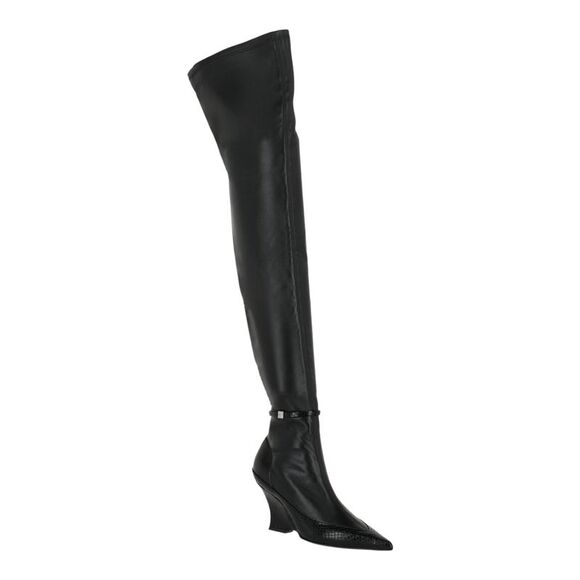 Givenchy Raven Over-The-Knee Boots In Leather Black Womens - Picture 2 of 6